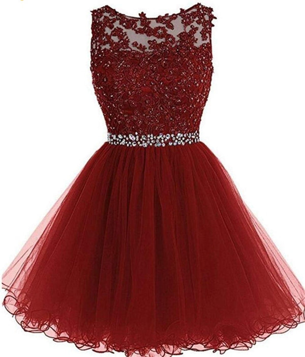 Lovely Sky Blue Lace Puffy Keyhole Back Homecoming Dress Short Prom Dresses with Belt SP10219