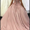 Princess Off the Shoulder Satin and Lace Pink Ball gown Wedding Dress Bride Gown Novias WD11121
