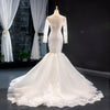 Amazing 2 Pieces Appliques Lace Long Sleeve Mermaid Wedding Dress 2021 With DetachableTrain Vestido De Noiva WD10909