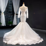 Amazing 2 Pieces Appliques Lace Long Sleeve Mermaid Wedding Dress 2021 With DetachableTrain Vestido De Noiva WD10909