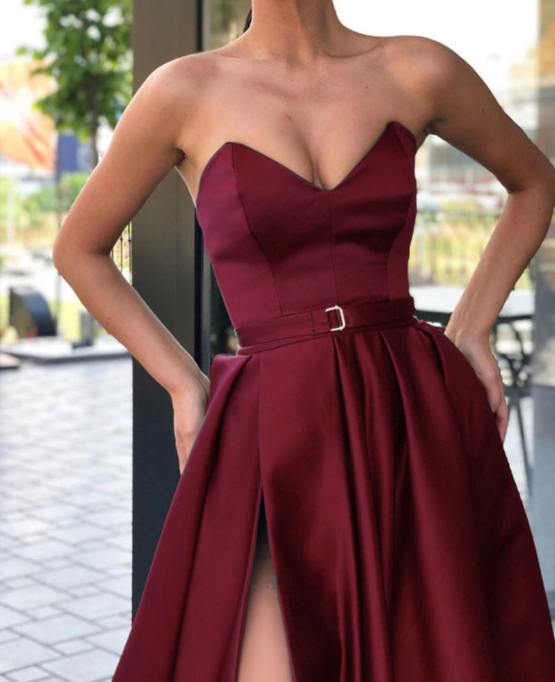 Siaoryne Sweetheart High Slit Leg Women Sexy Long Evening Gown Formal Wear Dress 2022 Vestido De Festa Longo