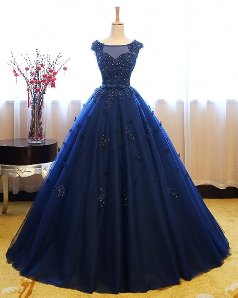 Blue Puffy Quinceanera Dresses Ball Gown Formal Tulle Sweet 16 Princess Party Gown for 15 Years vestido de 15 anos