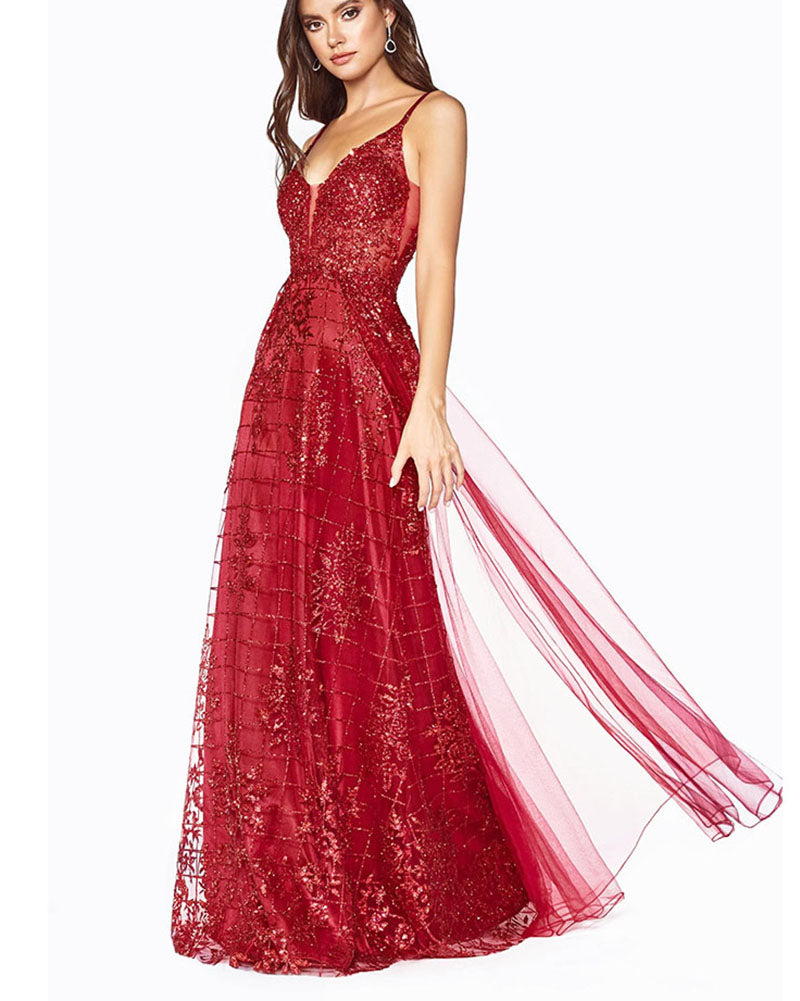 Sequin Long Red Prom Dress ,Sexy Wedding Party Dresses with Straps Ballkleid PL0725