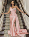 Sexy Mermaid Silk Satin One Shoulder Champagne/Light Pink Bridesmaid Dresses PL3118