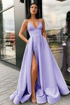 Elegant A Line Satin Pocket Lilac lavender Long Evening Party Gown Girls Sweet 16 Dresses PL101252