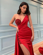 Sexy Women One Shoulder Fuchsia Pink Long Prom Party Dresses Long 2022 Vestidos PL11182