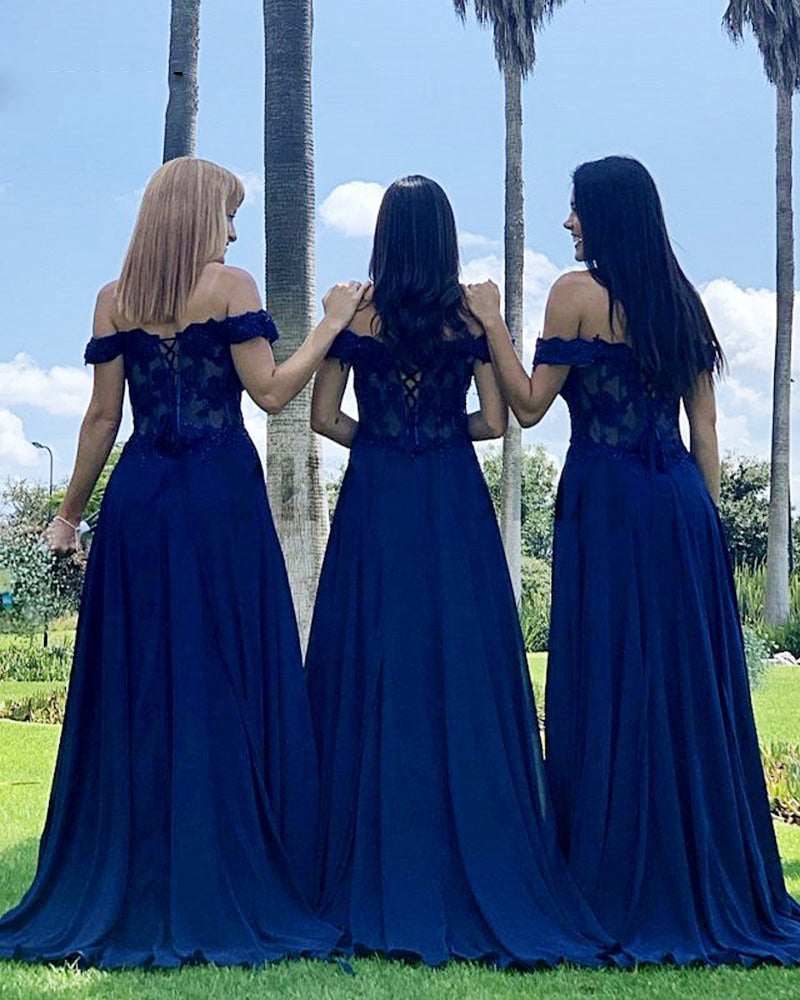 Siaoryne Off the Shoulder Rust Bridesmaid Dress  Lace Women Party Gown long PL10802