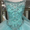 Mint Scoop Neck Ball Gown Quinceanera Dress Sweet 16 Dresses with Beading 2018 Debutante Gown