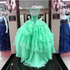 Mint Scoop Neck Ball Gown Quinceanera Dress Sweet 16 Dresses with Beading 2018 Debutante Gown