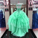 Mint Scoop Neck Ball Gown Quinceanera Dress Sweet 16 Dresses with Beading 2018 Debutante Gown