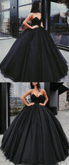 Fashion Black Prom Queen masquerade Gown Ball Dance Gown Poofy Long Evening Dresses for Ball