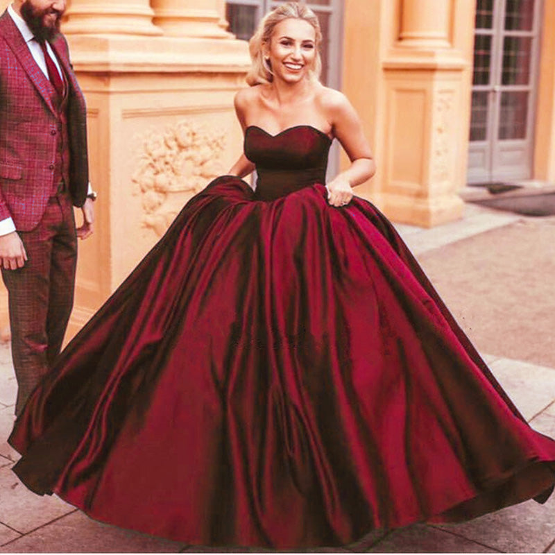 LP1285 Burgundy/Royal Blue Ball Gown Satin Wedding Dresses Sweetheart Siaoryne LP1285 Burgundy/Royal Blue Ball Gown Satin Wedding Dresses Sweetheart Siaoryne