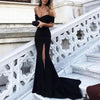 Elegant Black Mermaid Evening Long Dress with Slit Women Party 2K20 Prom Dress Vestido De Festa Longo 2018