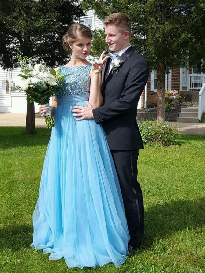 Turquoise Boat Neck A Line Tulle Prom Dress with Beading Formal Engage Siaoryne Turquoise Boat Neck A Line Tulle Prom Dress with Beading Formal Engage Siaoryne