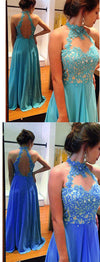LP366 New Turquoise Prom Dress Long ,High Neck 2022 Formal Wear Evening Party Gowns