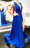 Gorgeous Red Dresses Prom Long Gown Sexy Split Deep V neck Evening Party Gown 2020