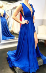 Gorgeous Red Dresses Prom Long Gown Sexy Split Deep V neck Evening Party Gown 2020