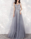 Amazing Gray/Blue Two Tunes Long Party Prom Dress with Straps Vestidos Longo PL0829
