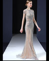 Champagne Long Mermaid Prom Dresses with Full Beading vestido de fiesta PL5476