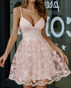 Amazing Lace Summer Pink Short Evening Dress with Straps SP0711