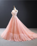 Princess Pink Ball Gown Wedding Dress Ball Goqn Quinceanera Sweet 16 Prom Gown PL0607