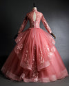 Pink High Neck Long Sleeves Vintage Quinceanera Dress Girls Debutante higSweet 15 Party Prom Dresses with Lace Appliques PL10416