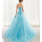 Turquoise Blue Sweetheart Ball Gown Wedding  Engagement Dress Evening Party Prom Gown with ivory Lace WD01211
