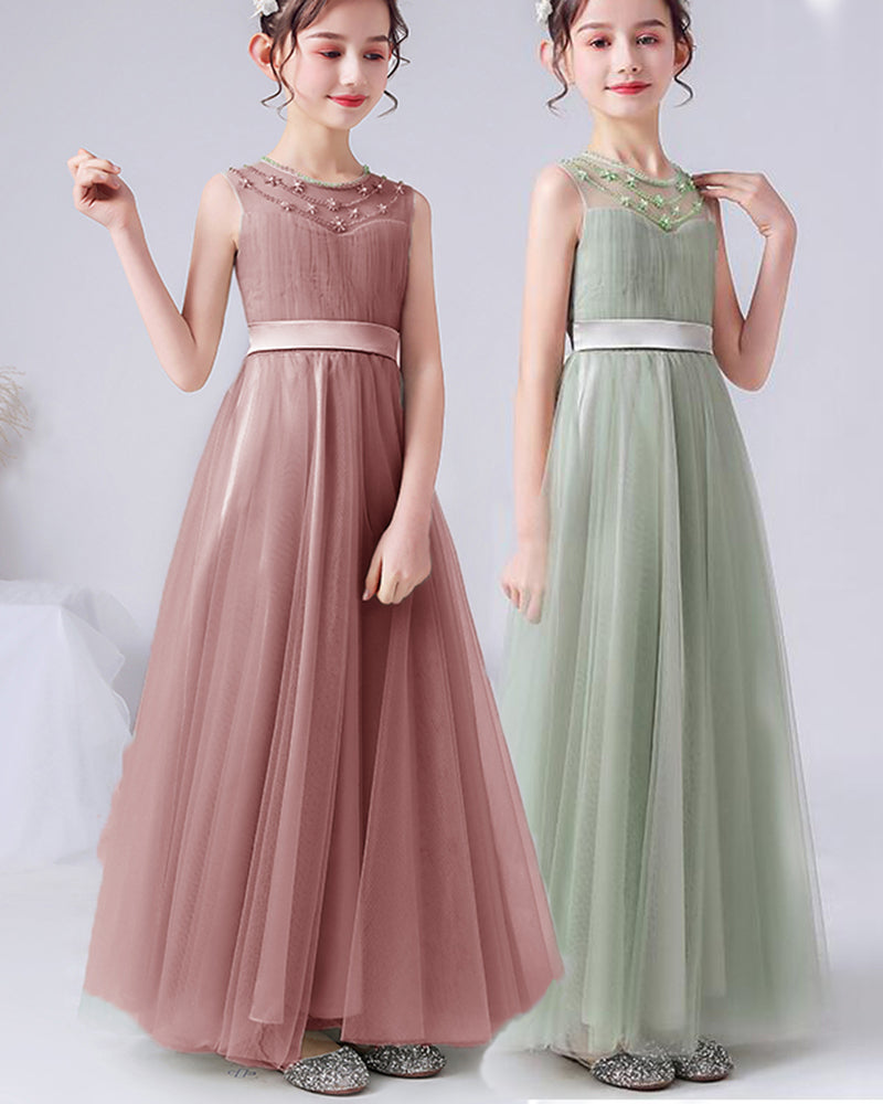 Lovely Dust Rose /Mint Junior Bridesmaid Dress Flower Girls Dress,Teen Birthday Party Gown PL9192