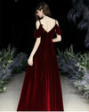 PL1452 Purple /Burgundy/Blue Long Velvet Evening Party Dresses Marige De Robe Gown