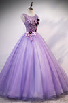 Lilac Purple Scoop Neck Ball Gown Sweet 16 Birthday Party Dress Quinceanera Gown for Girls PL10326