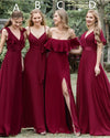 Burgundy  Chiffon Bridesmaid Dresses Long Wedding Party Gown for Women PL08153