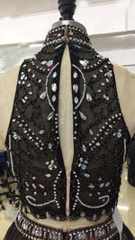 LP077  Crop Top High Neck Beaded Prom Gown For Girls ,Senior Formal Long Dresses
