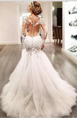 Siaoryne WD023 Long Sleeves Sexy See Through Wedding dress Mermaid Bridal Gowns Lace