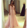 Pink Spaghetti Straps A Line Tulle Prom Dress Long Formal Gown