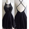 LP578 Lovely Halter Short Black Prom Dress   Sequins Lace Party Gown Homecoming Dresses 2022