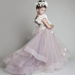 lovely handmade flowers Flower girl dress,little girls evening party gowns,first communion Dress