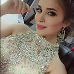 LP521 Crop Top Prom Dress Beaded,High Neck Two Pieces vestido de festa Long Evening Party Gown