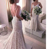 WD777 Expensive Chic Lace Wedding Dresses Ivory Spaghetti Straps Mermaid Wedding Gown