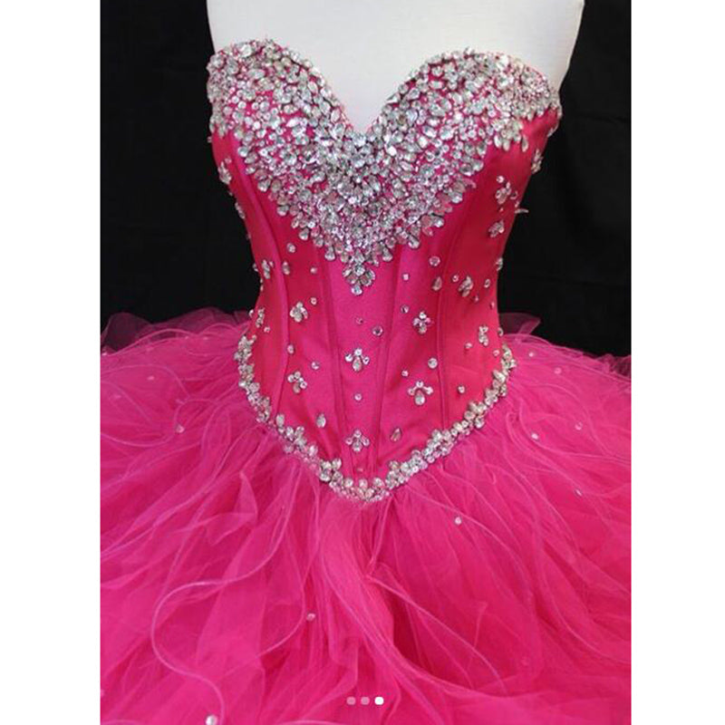 LP8913 Fuchsia Pink Quinceanera Dress s Ball Gown Sweetheart Beading Sweet Sixteen Dresse 2020