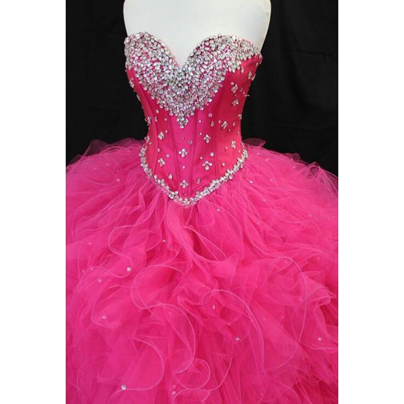 LP8913 Fuchsia Pink Quinceanera Dress s Ball Gown Sweetheart Beading Sweet Sixteen Dresse 2020