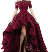 Gorgeous LP1121 Lace Prom Dress Short Sleeve Formal High Low Evening dress 2022 Off The Shoulder Vestido De Festa