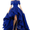 Gorgeous LP1121 Lace Prom Dress Short Sleeve Formal High Low Evening dress 2022 Off The Shoulder Vestido De Festa