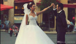 WD3391 Cap Sleeves Sexy Princess Pearl Lace wedding Dress A Line Custom Made High Quality
