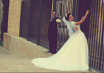 WD3391 Cap Sleeves Sexy Princess Pearl Lace wedding Dress A Line Custom Made High Quality