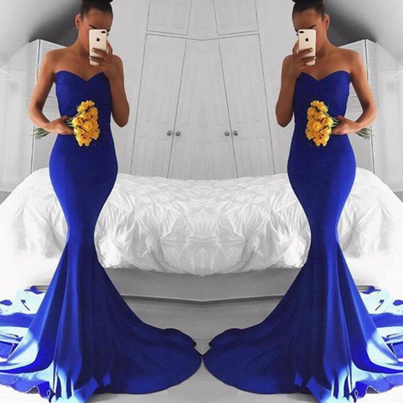 LP2300 Sexy Royal Blue Prom Gown Evening Party Dress Mermaid Sweetheart Party Gown 2018