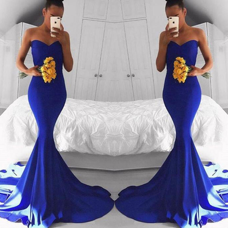 LP2300 Sexy Royal Blue Prom Gown Evening Party Dress Mermaid Sweetheart Party Gown 2018