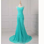 Turquoise Blue Mermaid Chiffon Formal Evening Gown with Beaded Pleated mother of the bride dresses 2018 LP5518