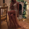 Bling Bling Diamond Crystal Prom Dresses Fitted Slit Mermaid Evening Formal Gown Long Vestido