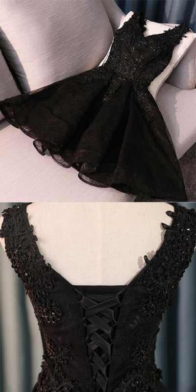 Classic Black Short Prom Dress Lace Homecoming Dresses 2020 Short Semi Formal Gowns SP4458