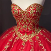 Sparkle Gold Lace Ball Gown Prom Dress Princess Quinceanera Dresses 2018 Girls Sweet 16 Party Gown with Beading